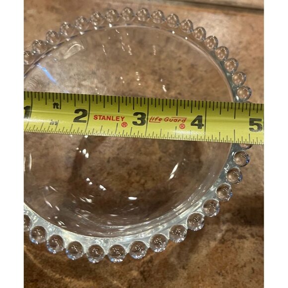 Vintage Clear Glass Bowl With Decorative Beaded Rim - Picture 6 of 7